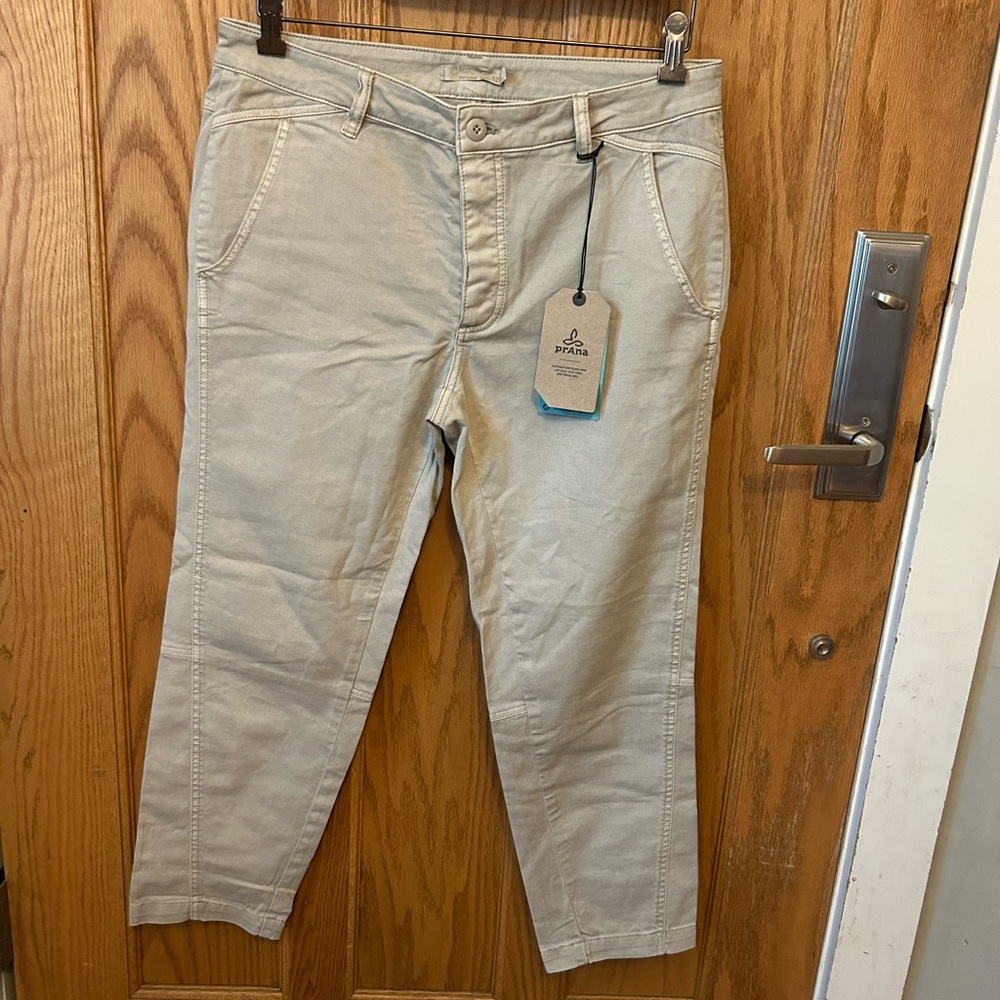 Prana Janessa Pant, size 12, pebble grey, standard fit.